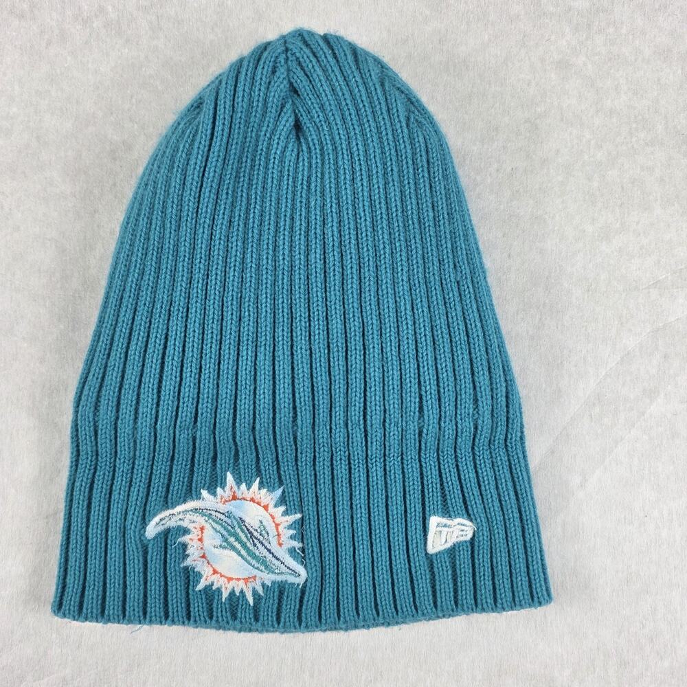 New Era Miami Dolphins NFL Youth Beanie Hat Knit Cap Teal Blue Fleece Lined - Picture 7 of 7
